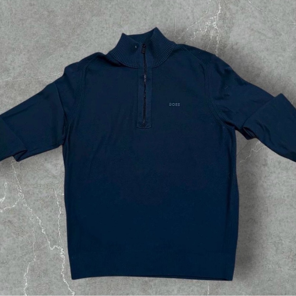 Boss Dark Blue Quarter-Zip Pullover
